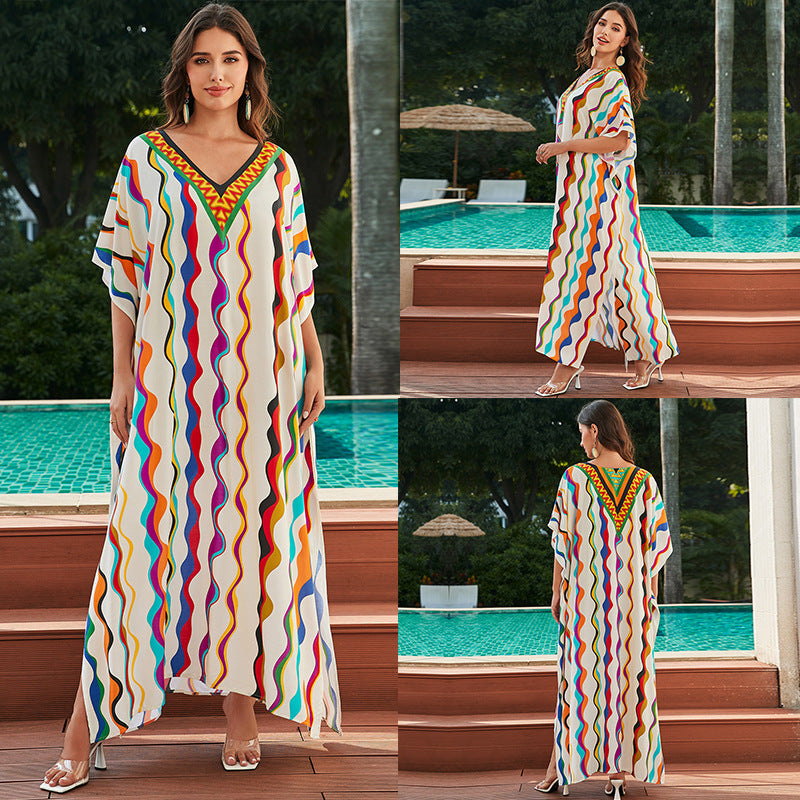 Sunset Swirl Cotton Beach Dress
