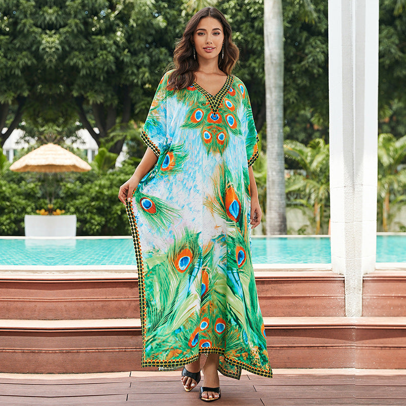 Sunset Swirl Cotton Beach Dress