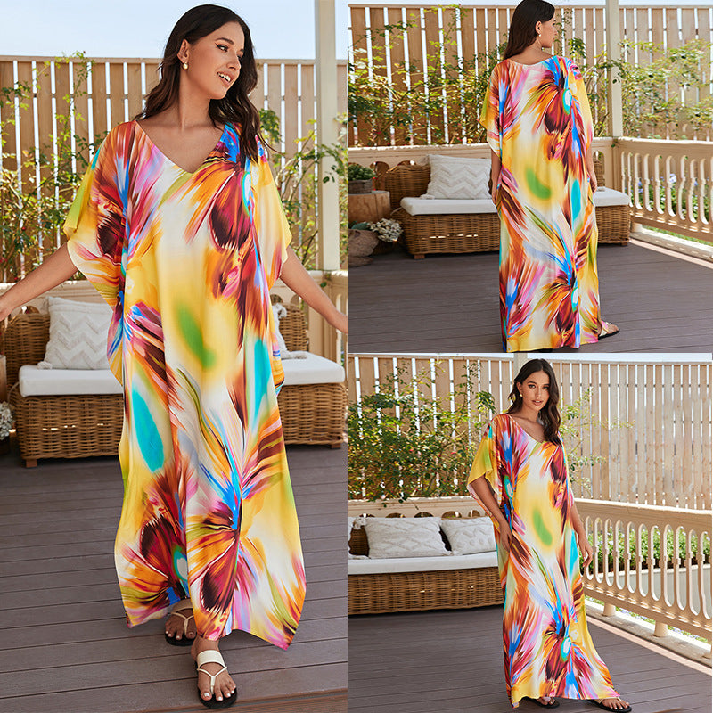 Sunset Swirl Cotton Beach Dress