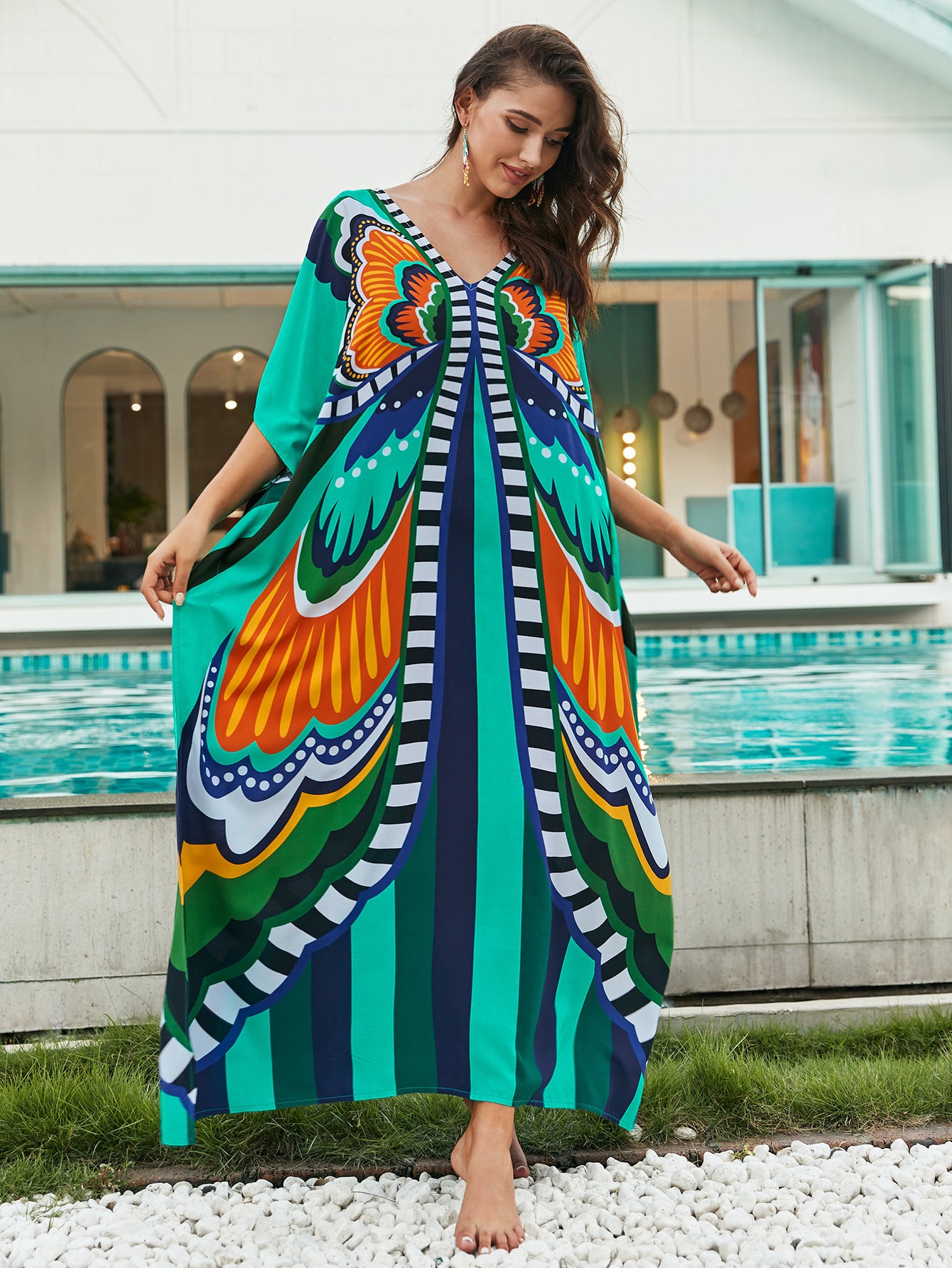 Sunset Swirl Cotton Beach Dress