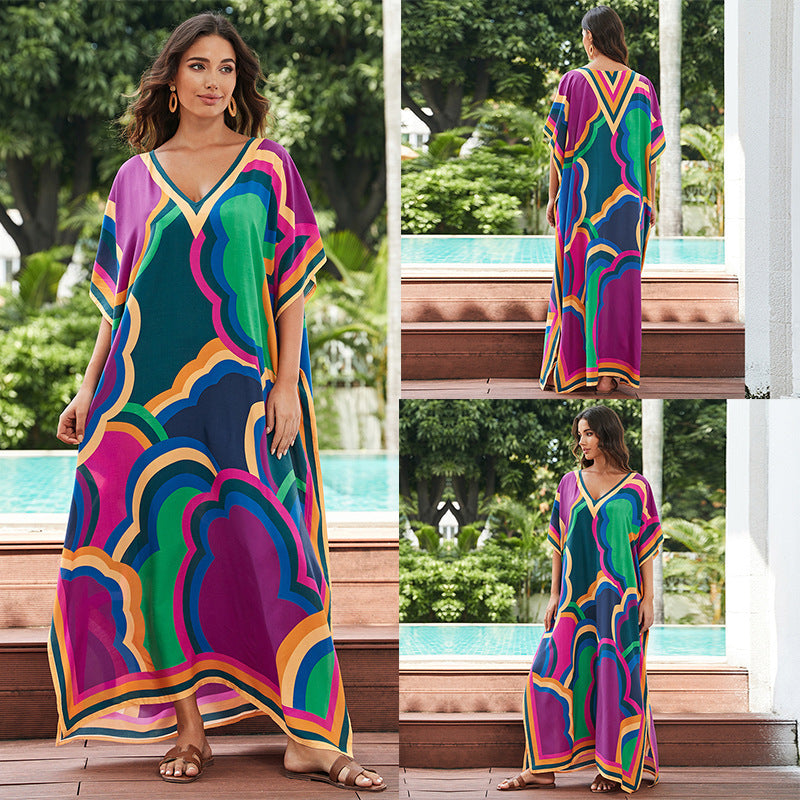 Sunset Swirl Cotton Beach Dress