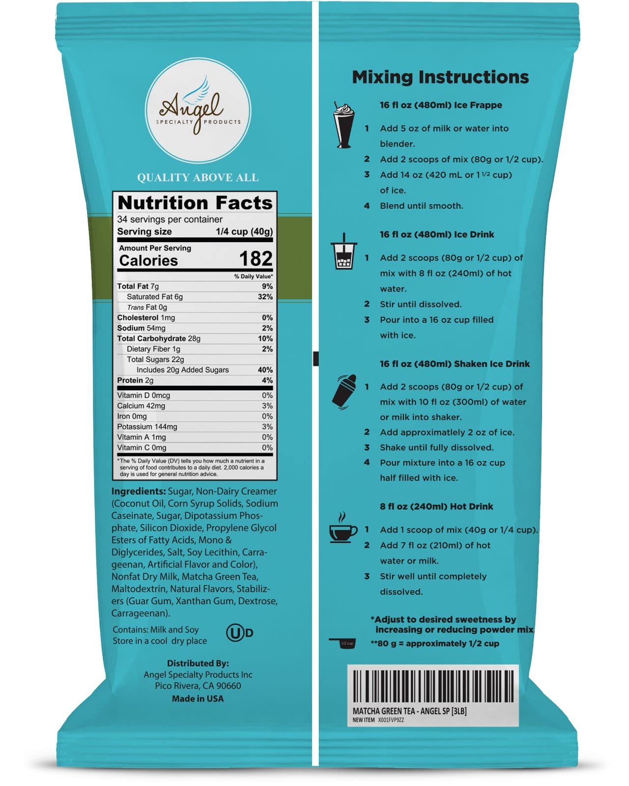 Milk Tea Mix by Angel Specialty Products [3 LB]