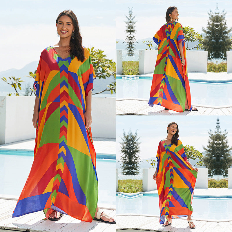 Sunset Swirl Cotton Beach Dress
