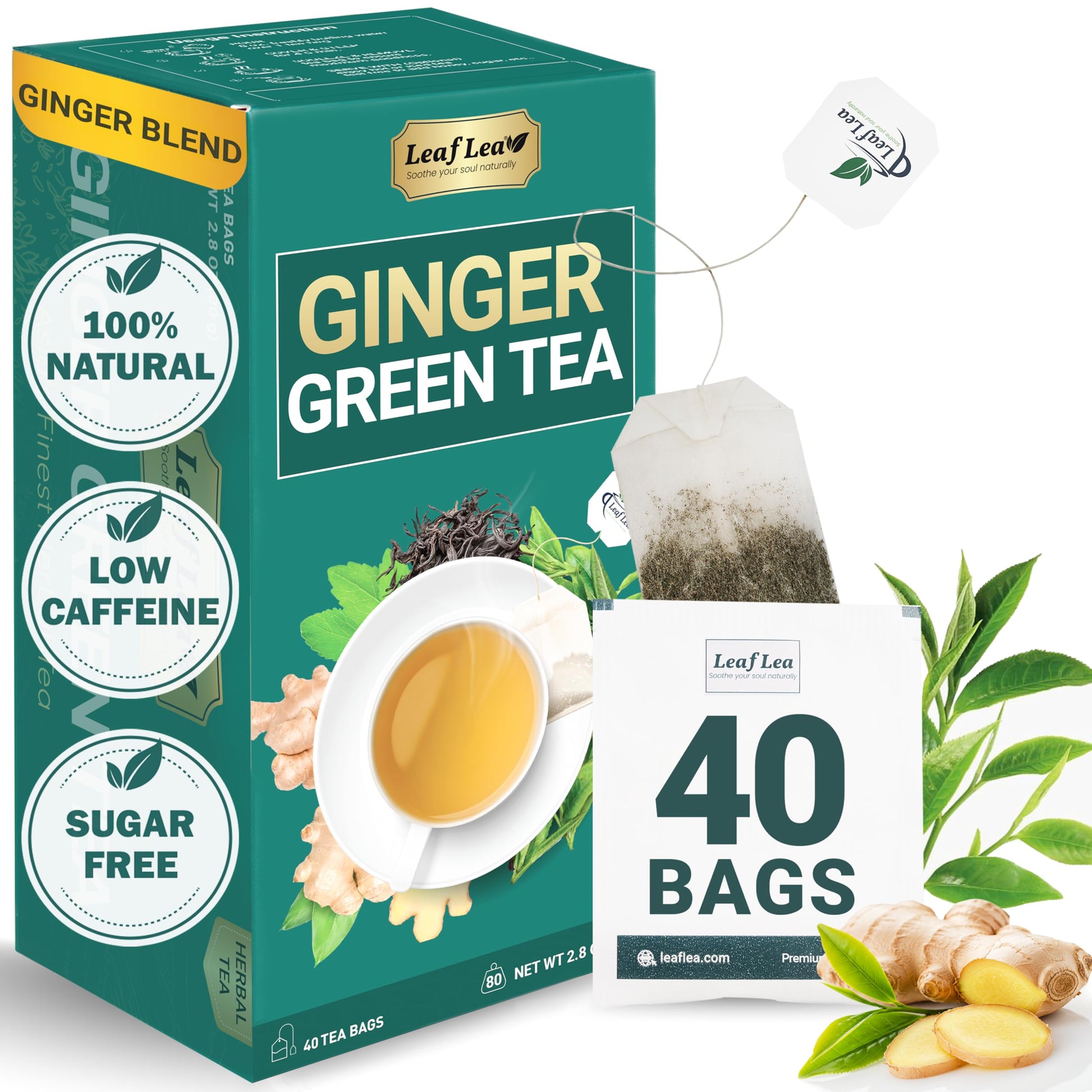 LeafLea 40 Turmeric Ginger Cinnamon Tea Bags