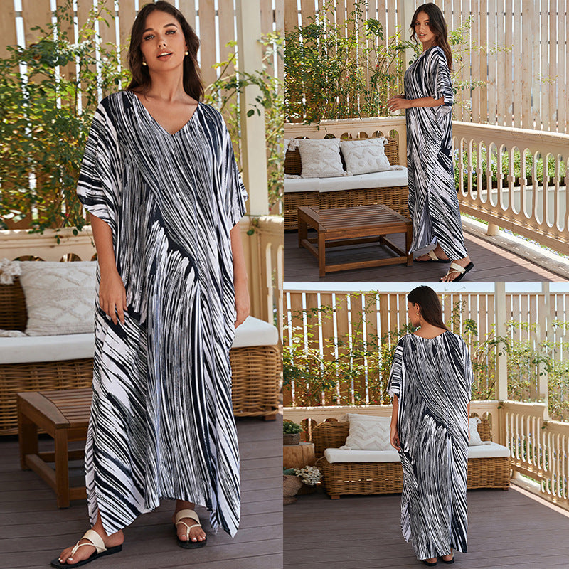 Sunset Swirl Cotton Beach Dress