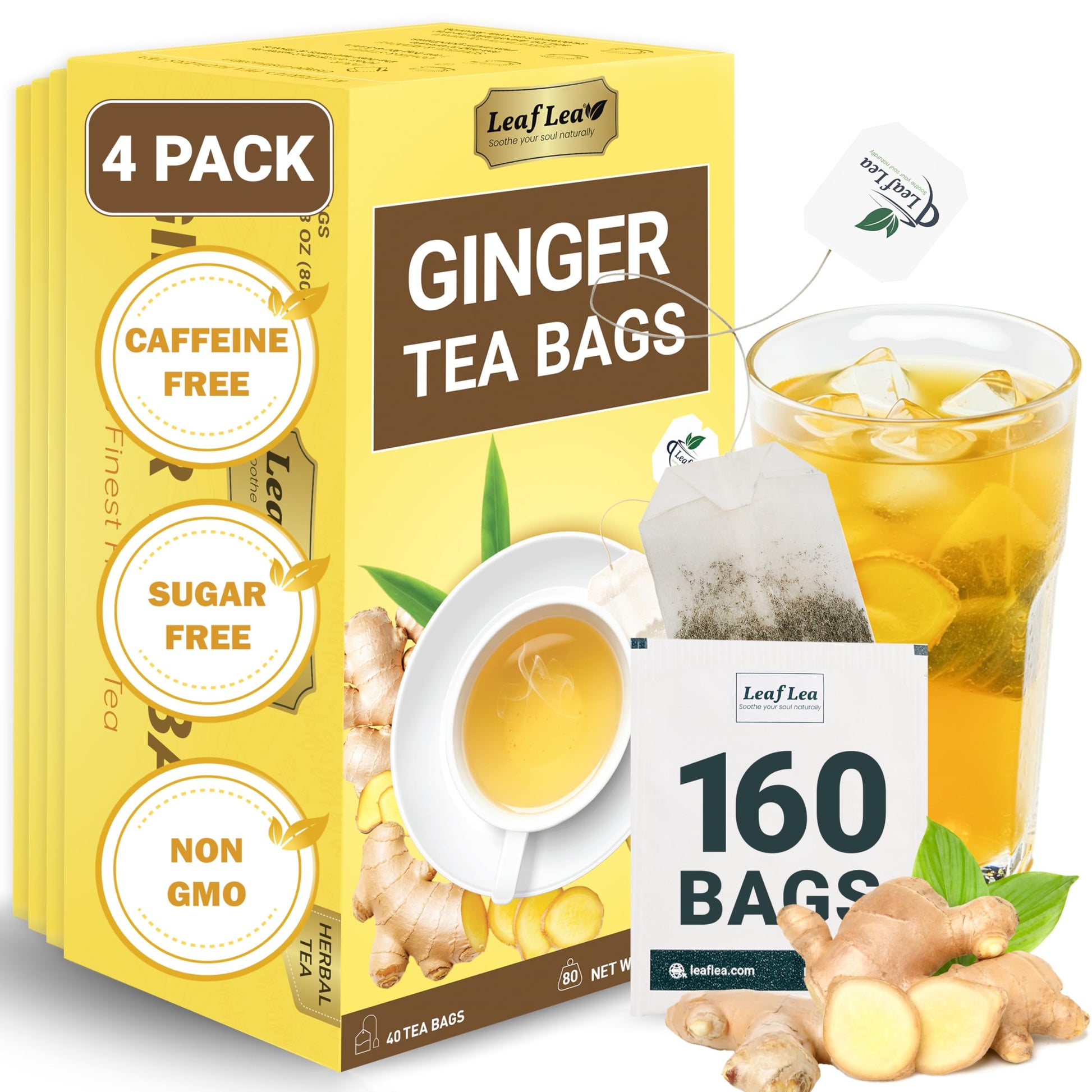 LeafLea 40 Turmeric Ginger Cinnamon Tea Bags