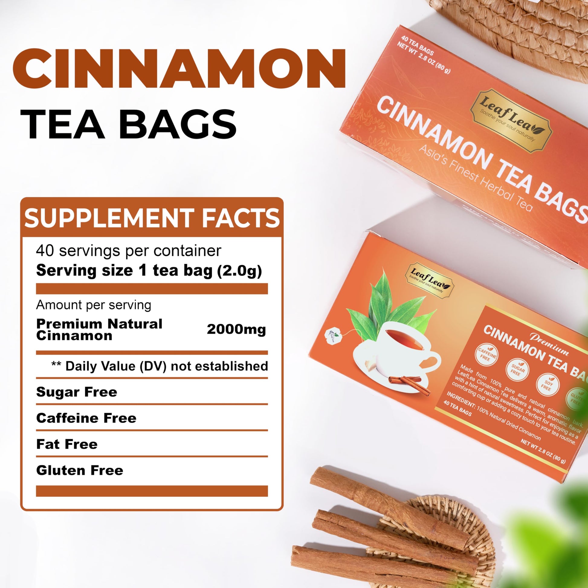 LeafLea 40 Turmeric Ginger Cinnamon Tea Bags
