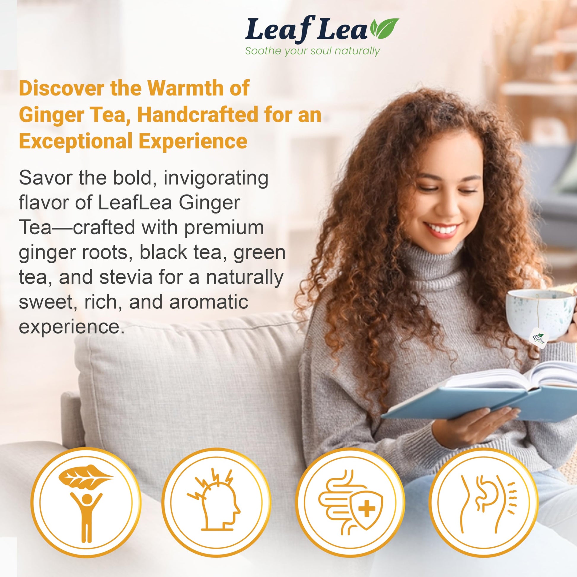 LeafLea 40 Turmeric Ginger Cinnamon Tea Bags