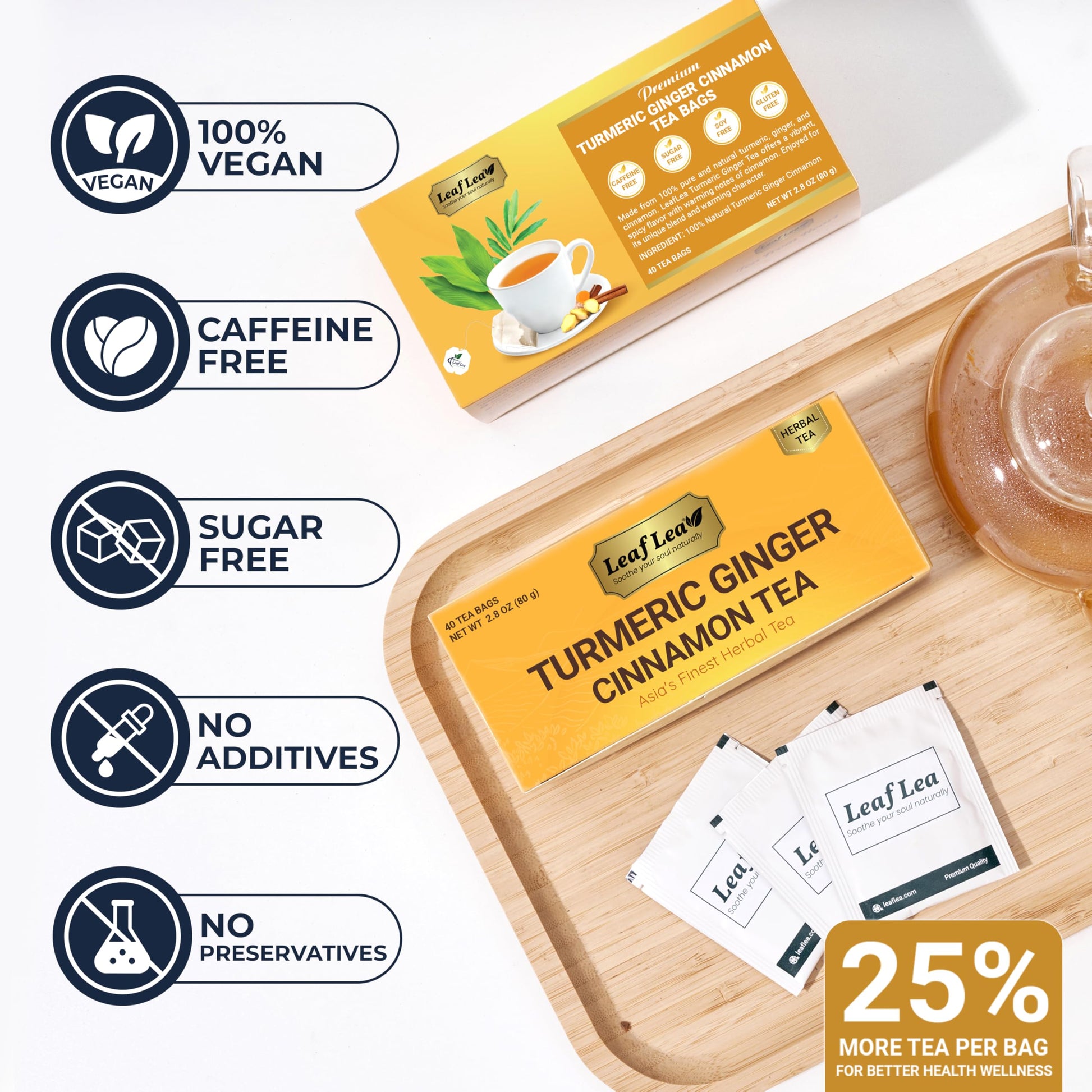 LeafLea 40 Turmeric Ginger Cinnamon Tea Bags