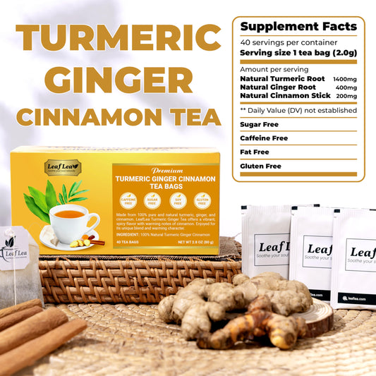 LeafLea 40 Turmeric Ginger Cinnamon Tea Bags