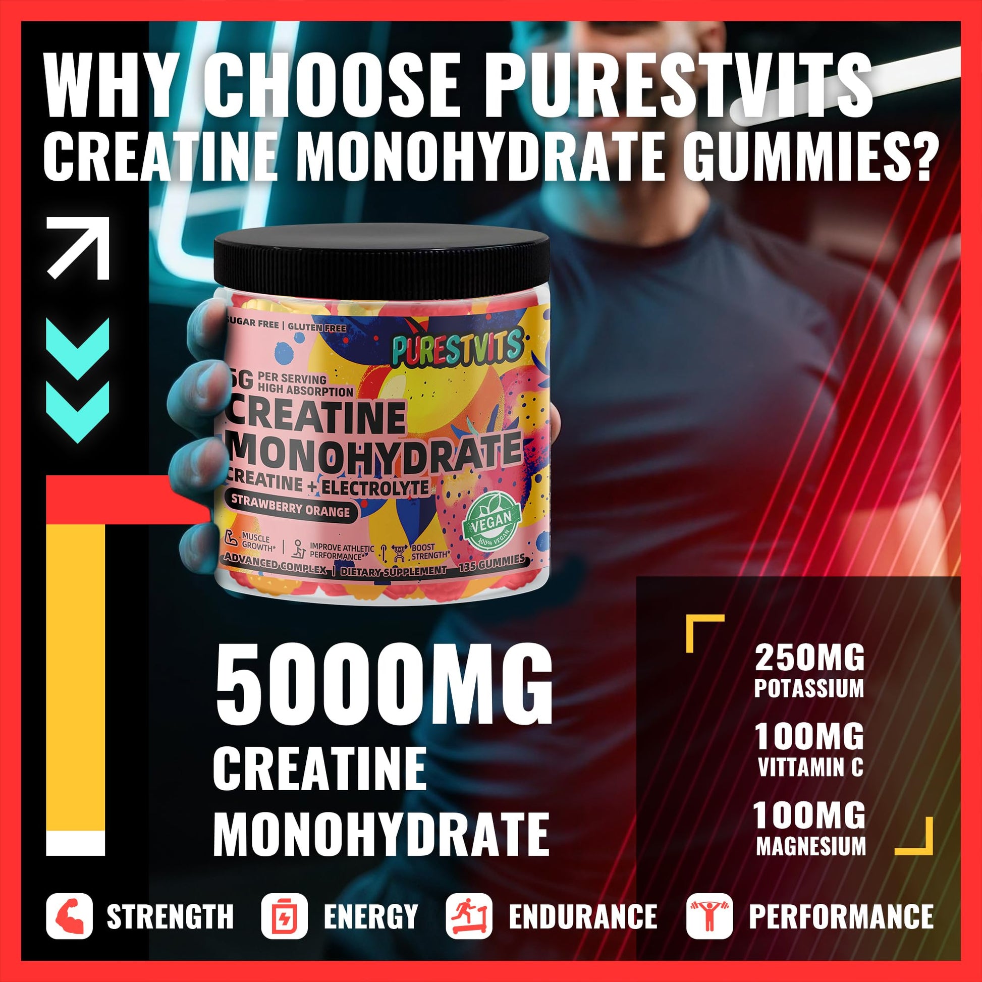 PURESTVITS Creatine Monohydrate Gummies (5g)