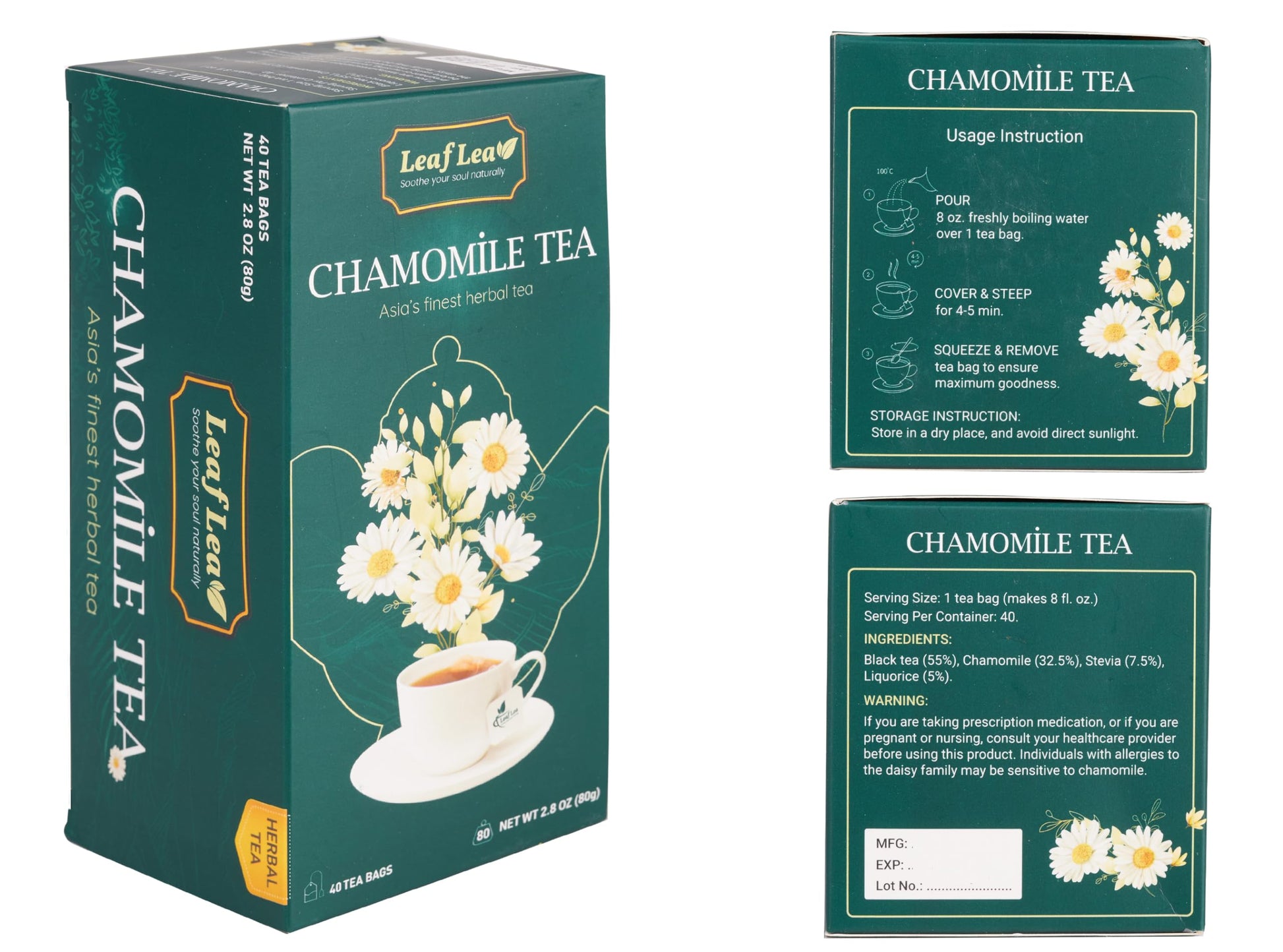 LeafLea 40 Turmeric Ginger Cinnamon Tea Bags