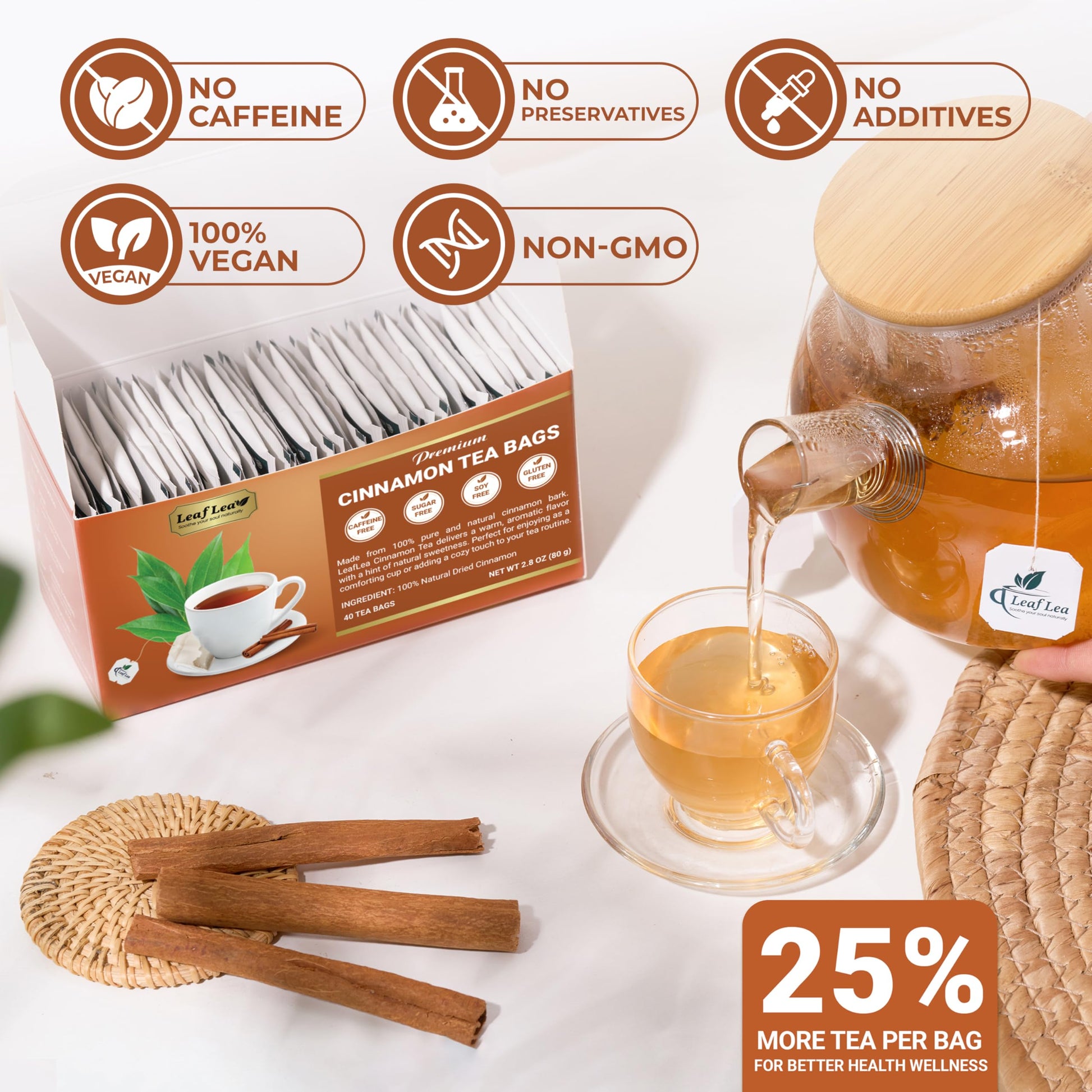 LeafLea 40 Turmeric Ginger Cinnamon Tea Bags