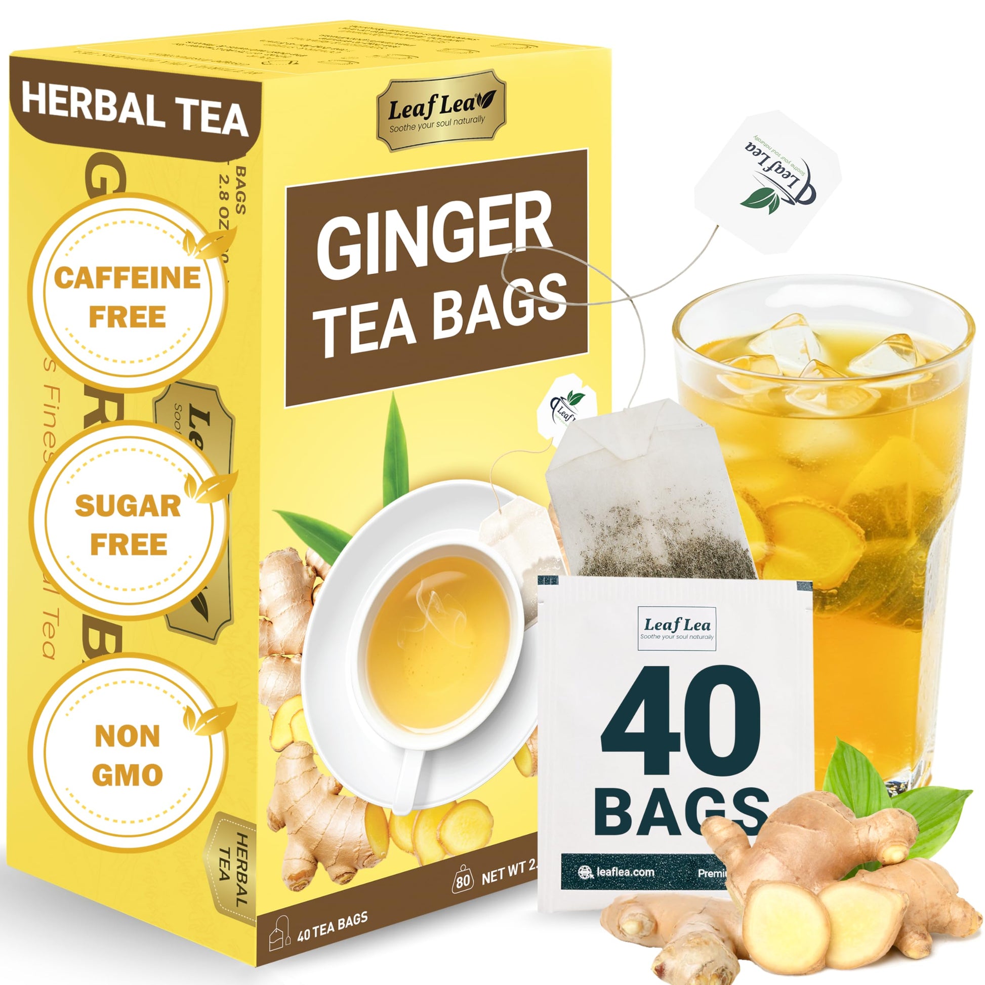 LeafLea 40 Turmeric Ginger Cinnamon Tea Bags