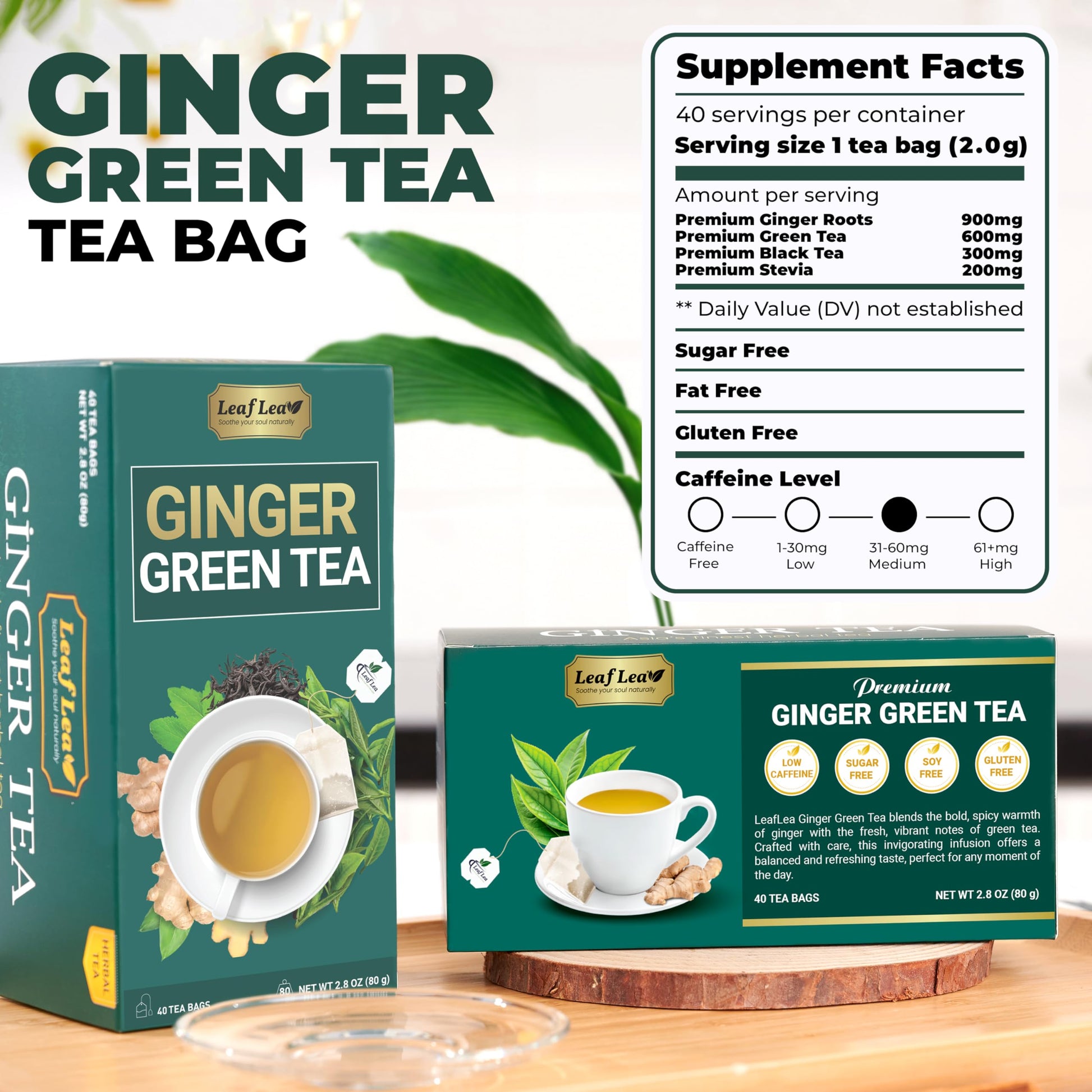 LeafLea 40 Turmeric Ginger Cinnamon Tea Bags