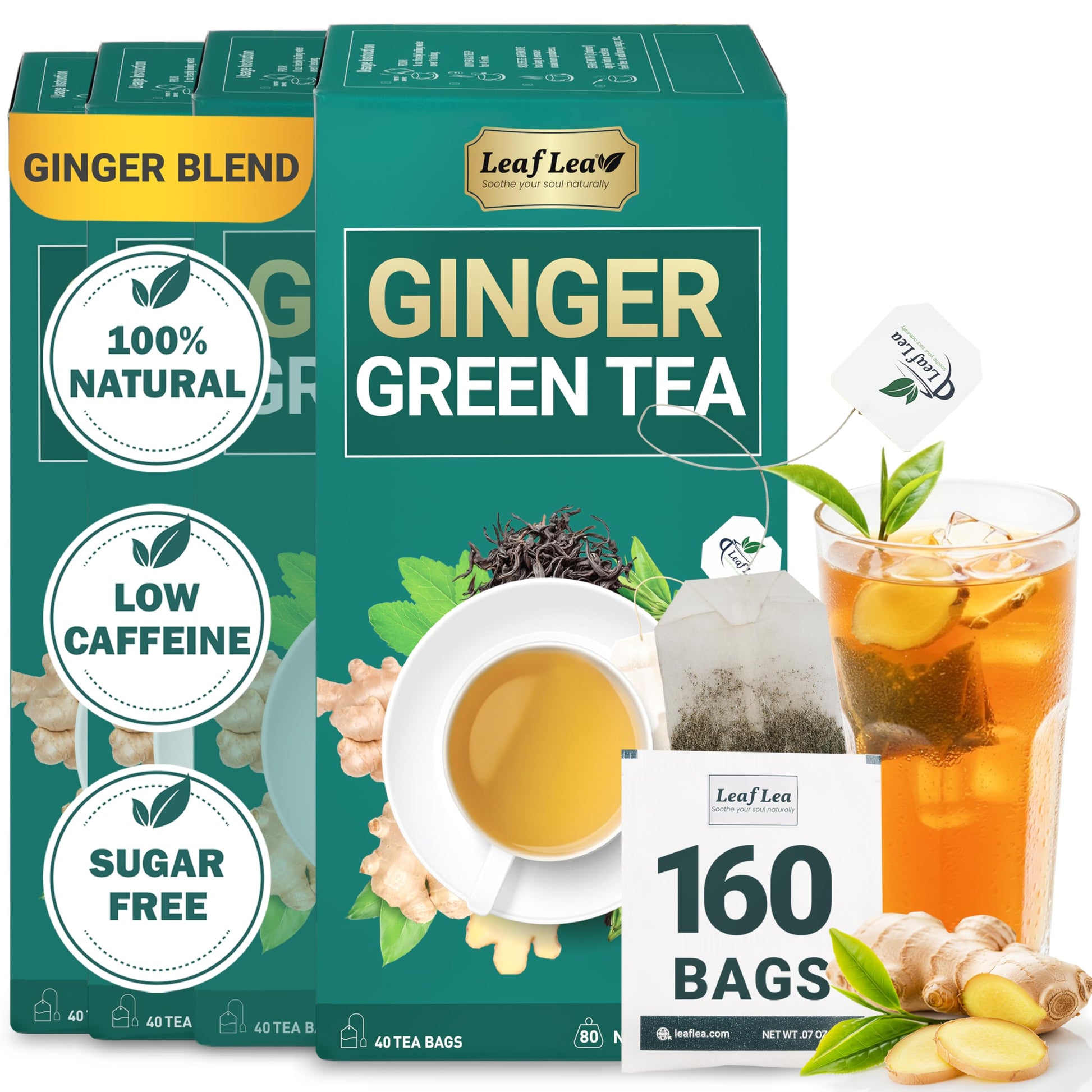 LeafLea 40 Turmeric Ginger Cinnamon Tea Bags