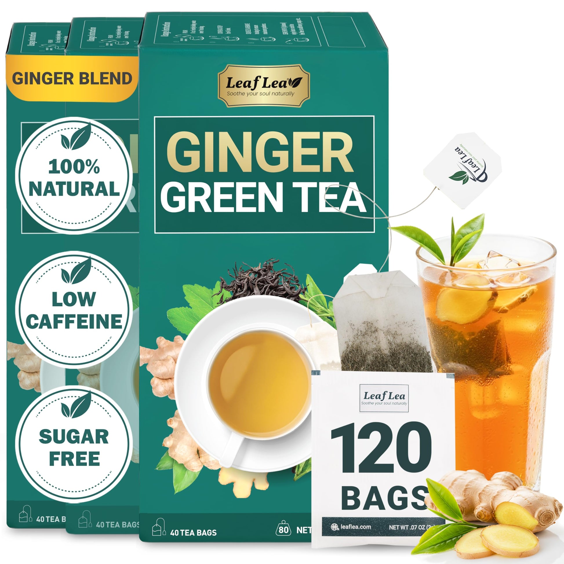 LeafLea 40 Turmeric Ginger Cinnamon Tea Bags
