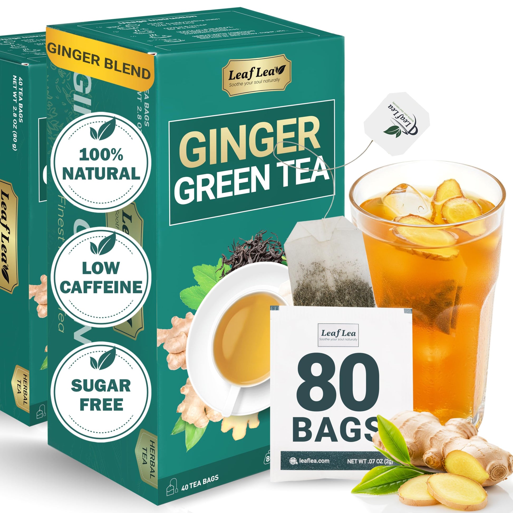 LeafLea 40 Turmeric Ginger Cinnamon Tea Bags