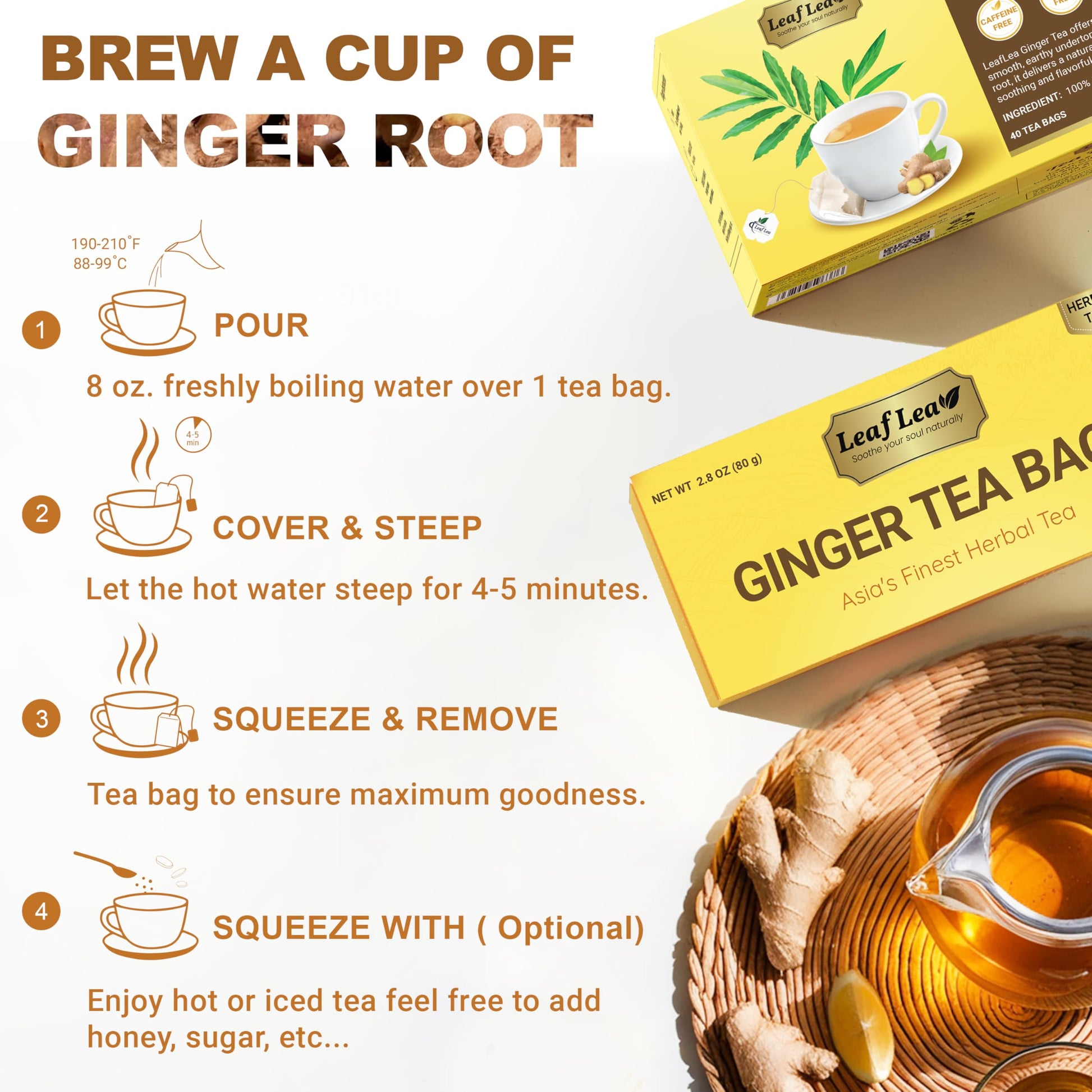 LeafLea 40 Turmeric Ginger Cinnamon Tea Bags