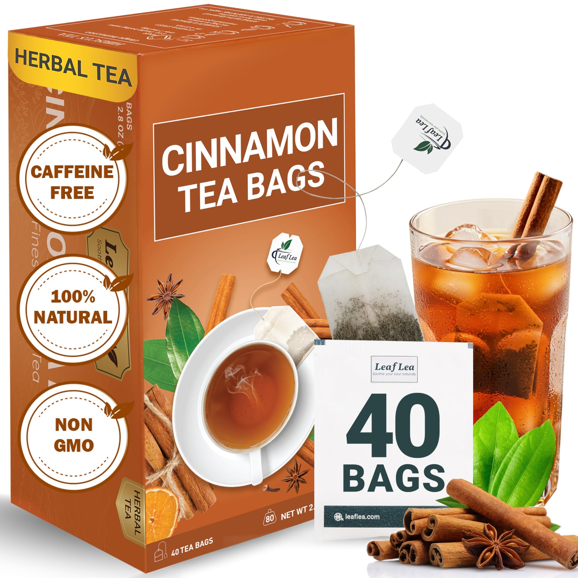 LeafLea 40 Turmeric Ginger Cinnamon Tea Bags