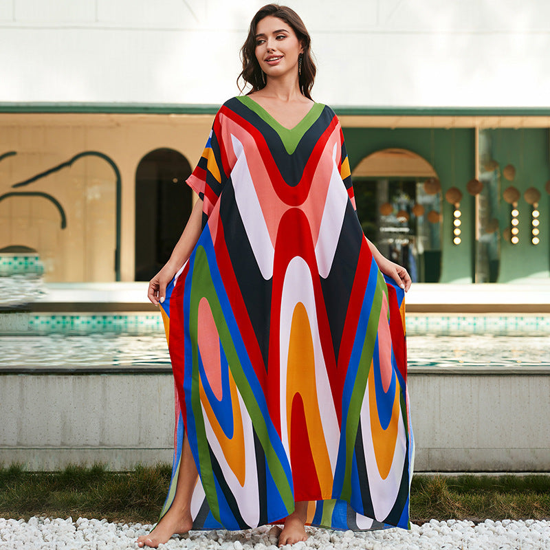 Sunset Swirl Cotton Beach Dress