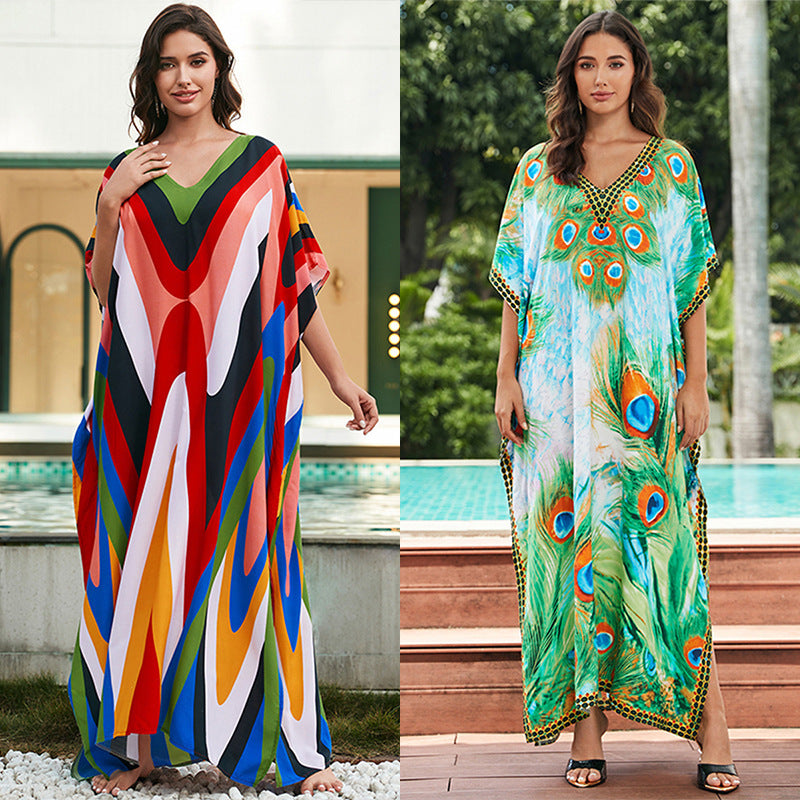 Sunset Swirl Cotton Beach Dress