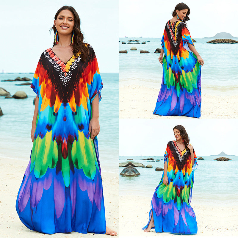 Sunset Swirl Cotton Beach Dress